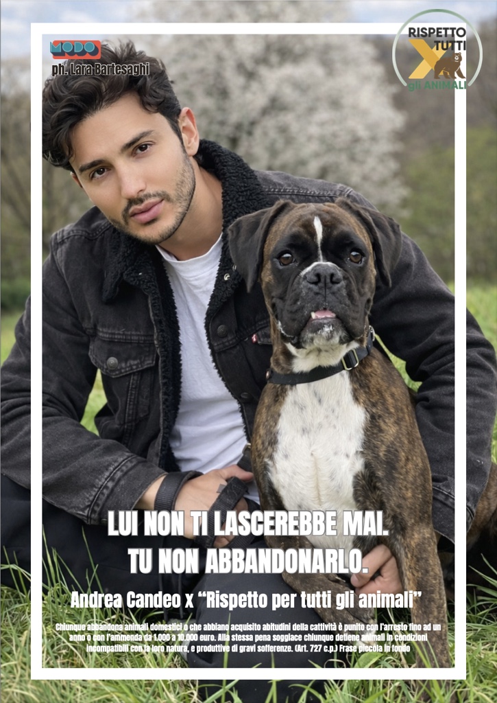 Andrea Candeo si aggiunge ai volti delle campagne di “Rispetto per Tutti gli Animali”